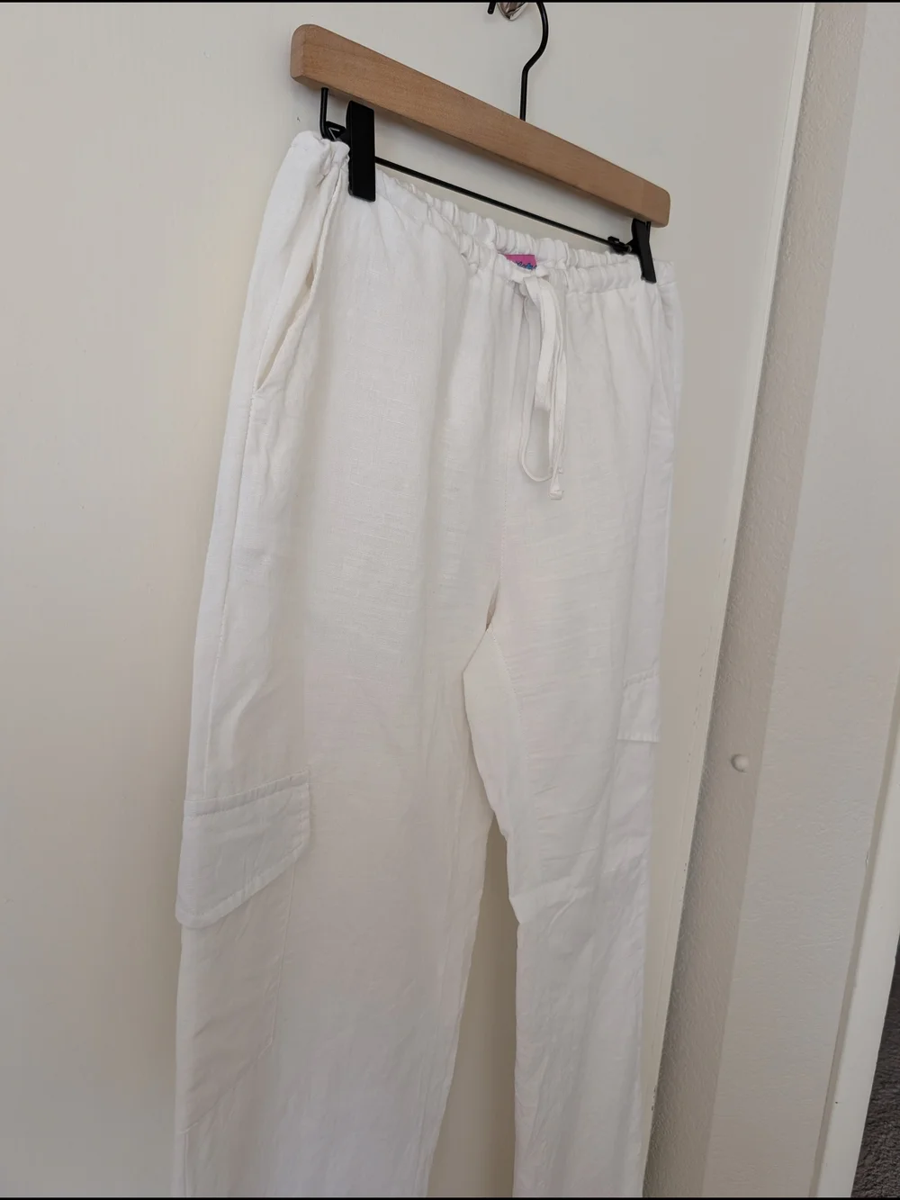 Edikted Womens Medium 100% Cotton Wide Leg Cargo Pants White Minimalist Summer - Picture 4 of 8